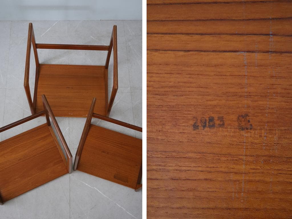 英国アンティークG-PLANジープランネストテーブル3台/収納机92-153)