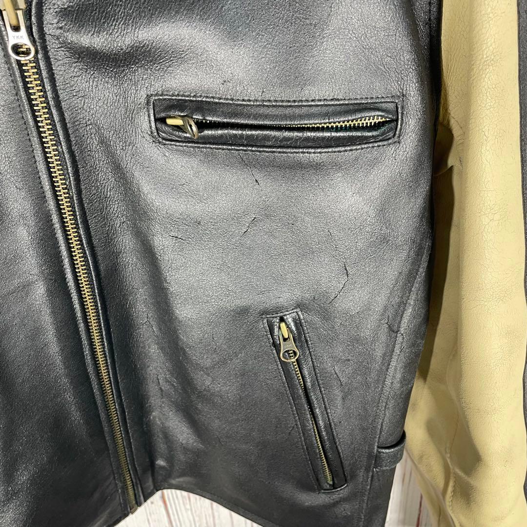 【希少】ハーレーダビッドソンレザージャケットシングルライダースヴィンテージ　刺繍