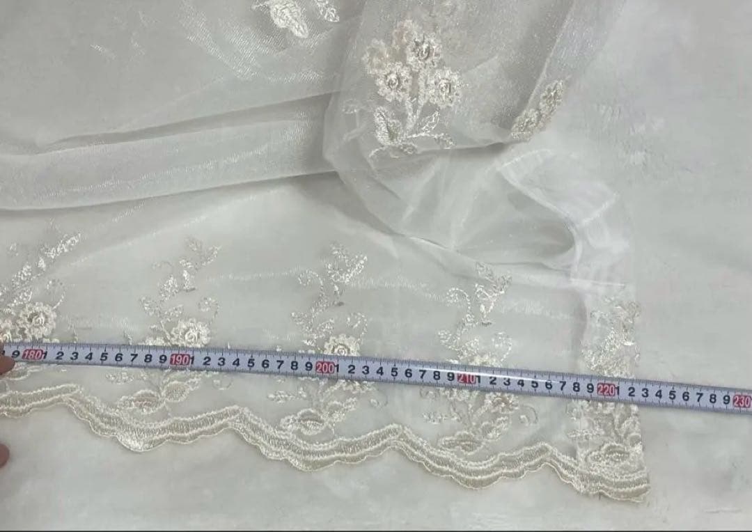 レース カーテン, 花刺繍入り カーテン、H204cmXW110cm X 2,