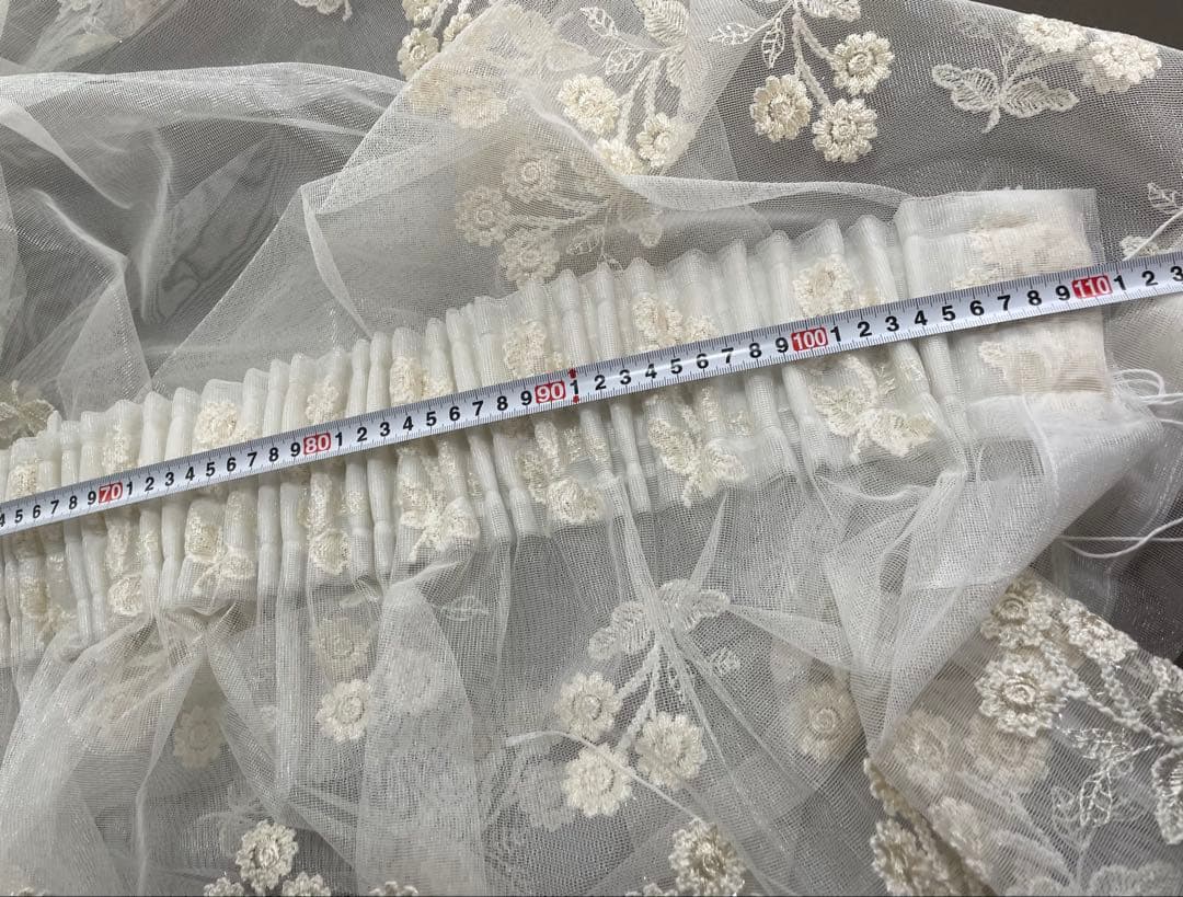 レース カーテン, 花刺繍入り カーテン、H204cmXW110cm X 2,