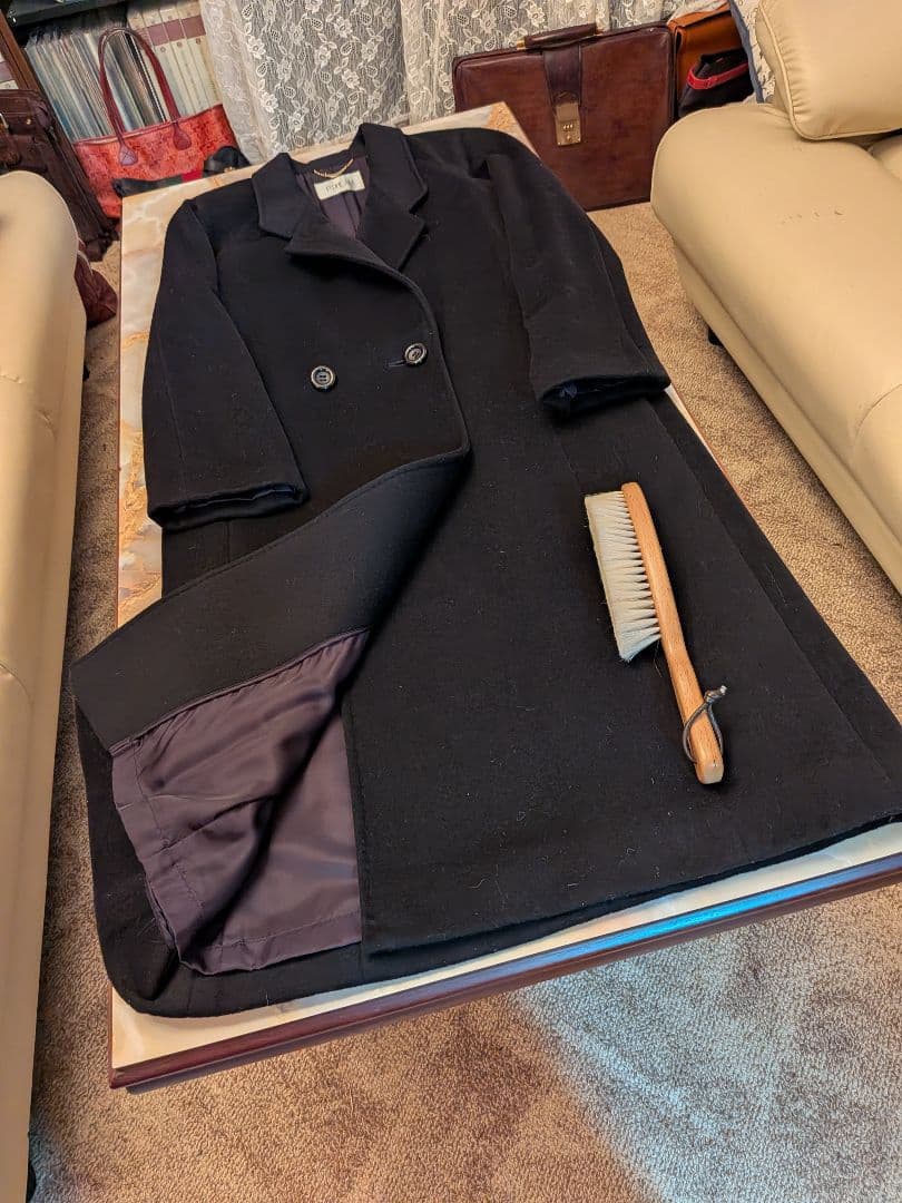 漆黒の華　最高級ピュアカシミアチェスターコート他2点　ブラック　百貨店購入