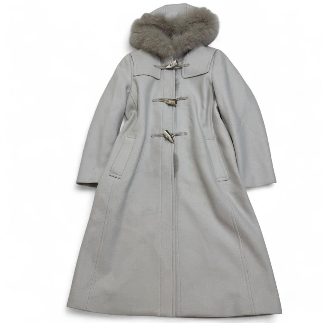 ✨カシミヤ　フォックス✨SHIPS　ダッフルコート　ロング　ライトグレー　40