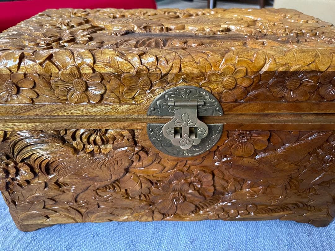 ◉セール！新品　木彫　箱　アンティーク　中国　花鳥