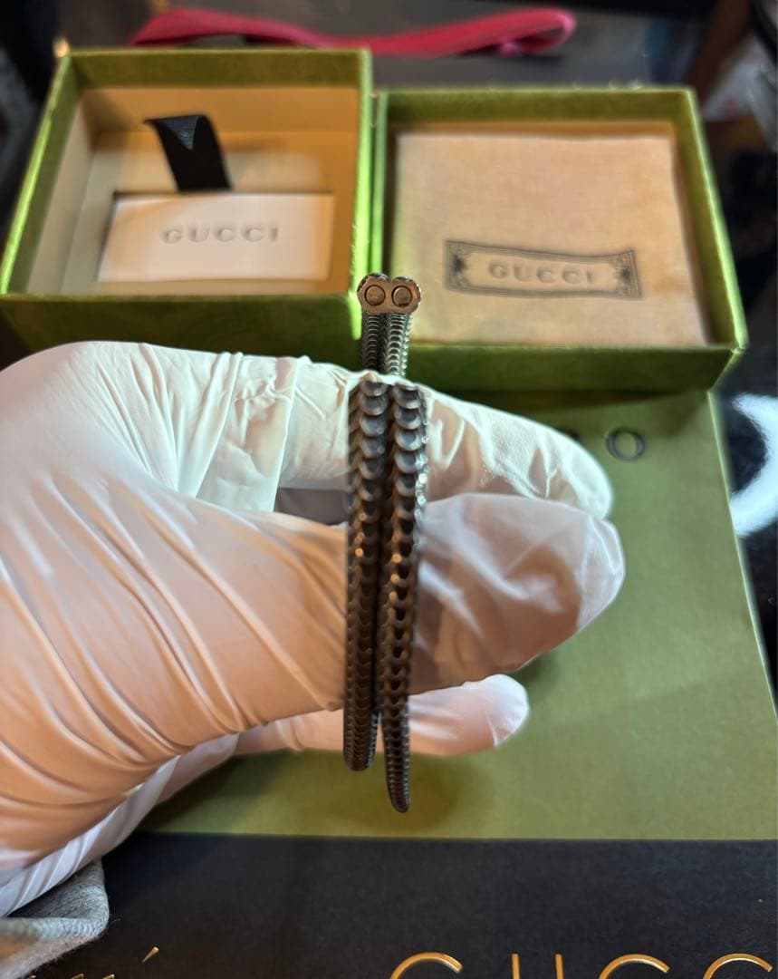 GUCCIガーデンスネークブレスレット18号Ag925 鑑定済 付属品完備