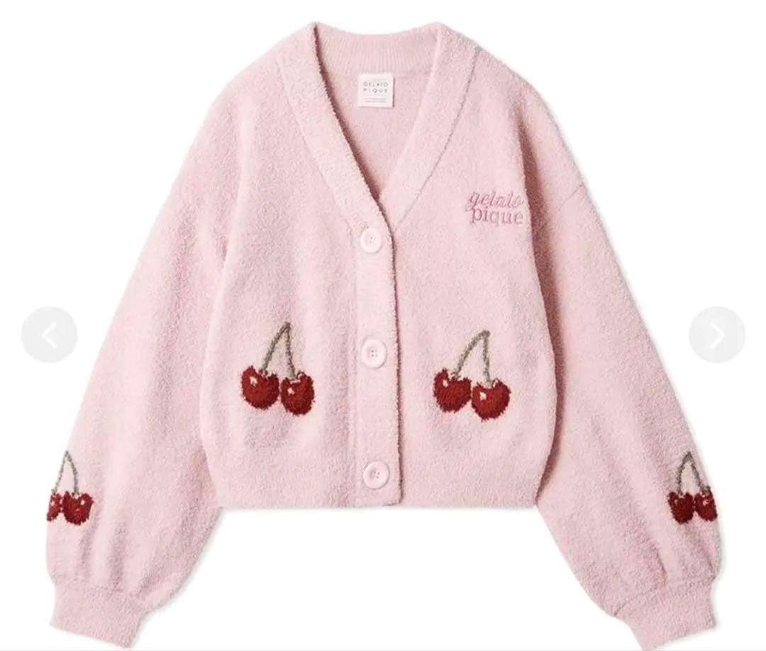 新品未使用　ジェラートピケ　カーディガン　チェリー　さくらんぼ