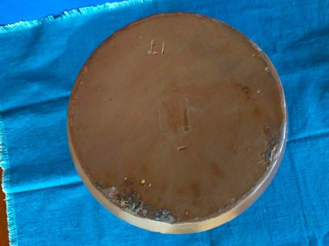 【珍品】古備前　飛胡麻轆轤(ろくろ)目花生( 桂 又三郎鑑定)