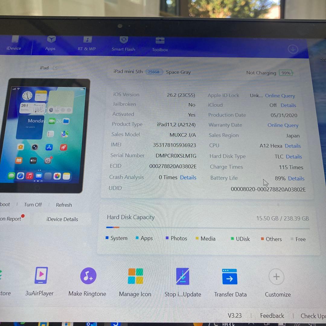 392【早い者勝ち】電池最良好☆iPad mini5 256GB SIMフリー☆