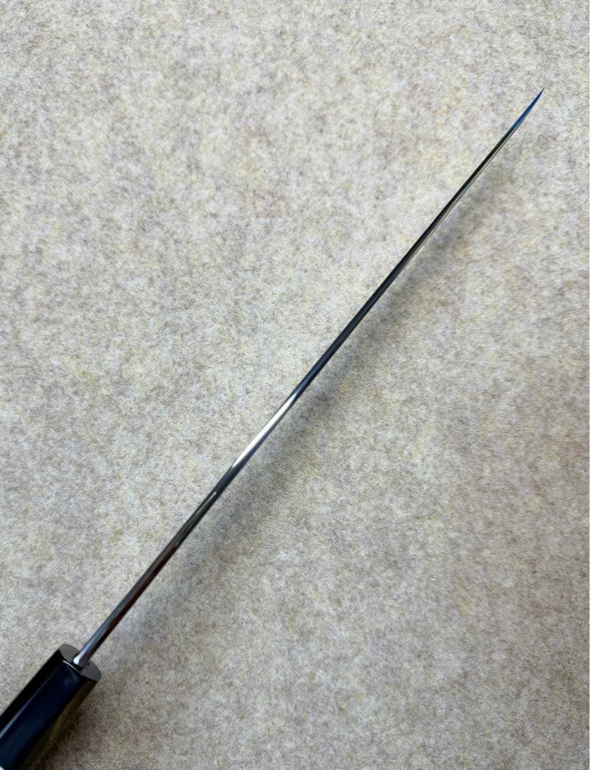 池田美和　刺身 柳刃　水本焼 白一鋼　全鏡面　尺　包丁　黒檀水牛八角柄