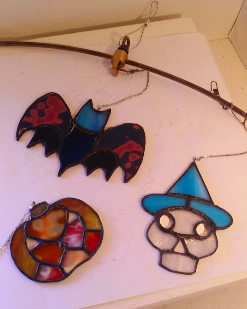 ステンドグラス　ハロウィンモチーフのモビール(各種)