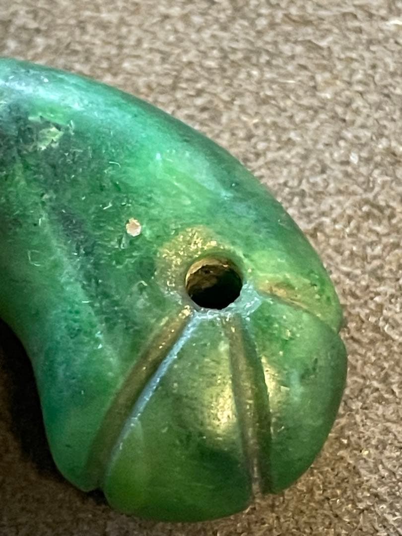 古墳時代　丁字勾玉　ロウカン翡翠　出土　約4.9cm