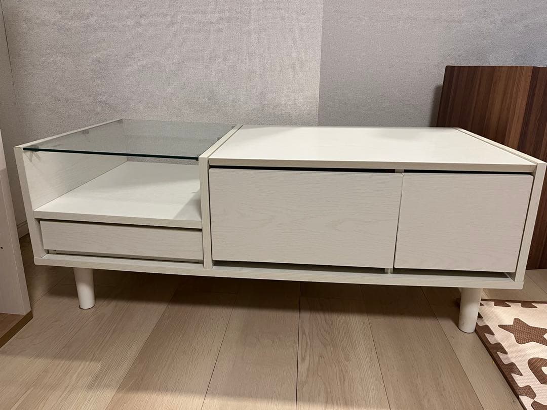 ロウヤ　ホワイト木製ガラス収納　ドレッサー