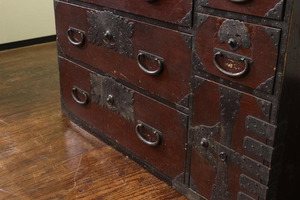 明治時代！最上地方の衣装箪笥 丸金具 時代箪笥/古民家/チェスト/収納/無垢材