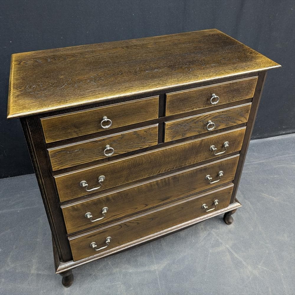 美品　えぞ民芸　EZO　楢 ナラ材　無垢　猫脚　箪笥　タンス　チェスト　ドロワー