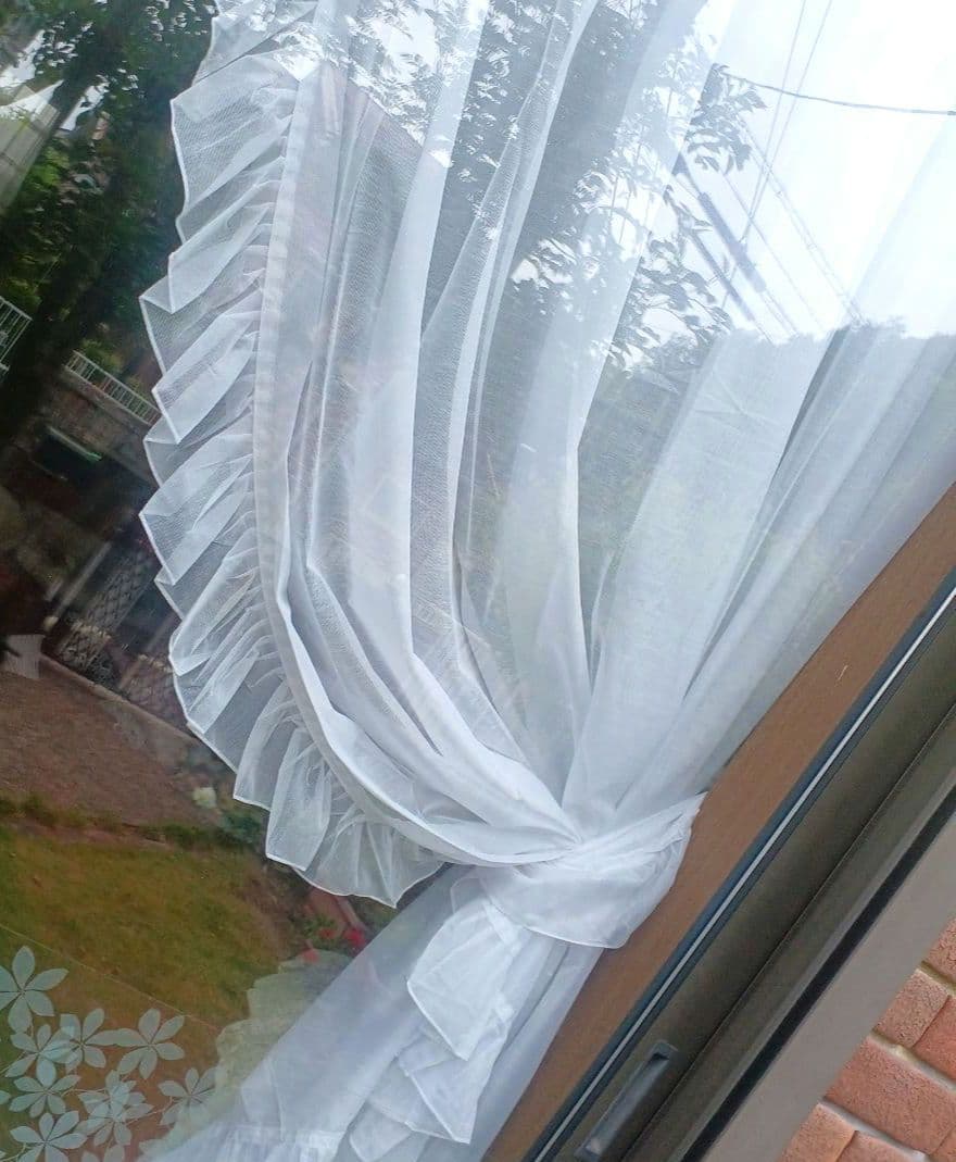 スタイルカーテン【クロスオーバーレースフリルデザイン　スモックギャザータイプ】