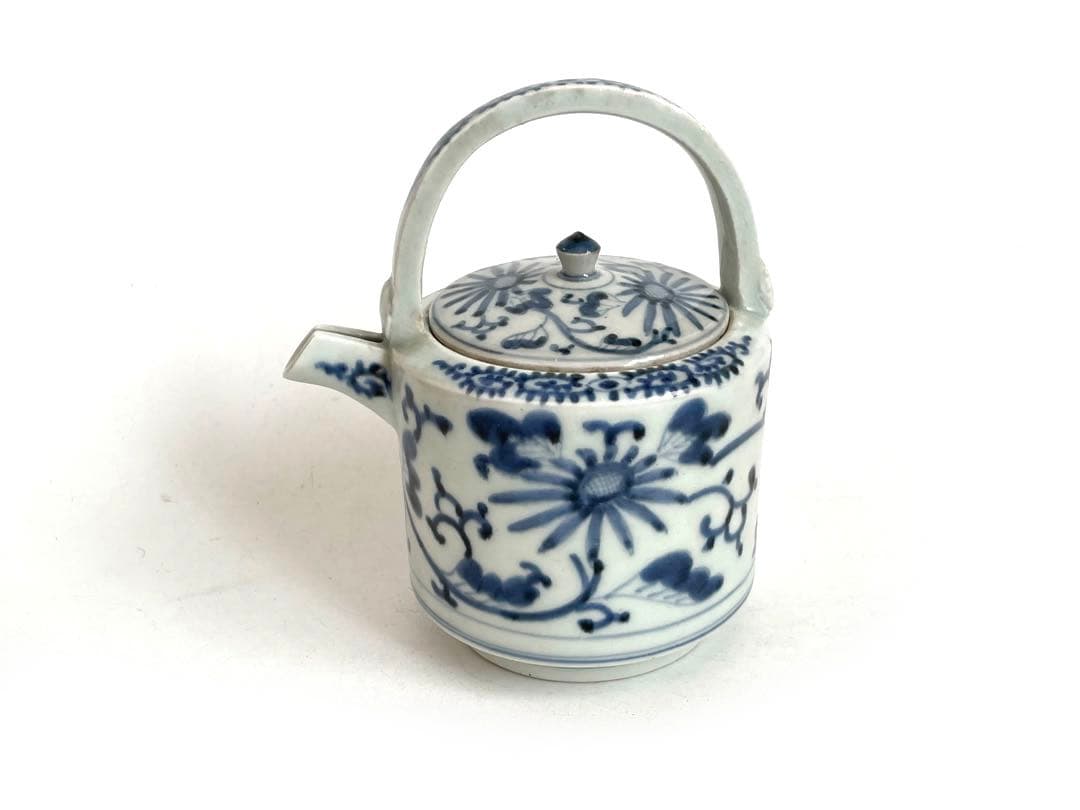 骨董　アンティーク　古伊万里　染付　花唐草文様　銚子　酒器　注器　ポット　急須