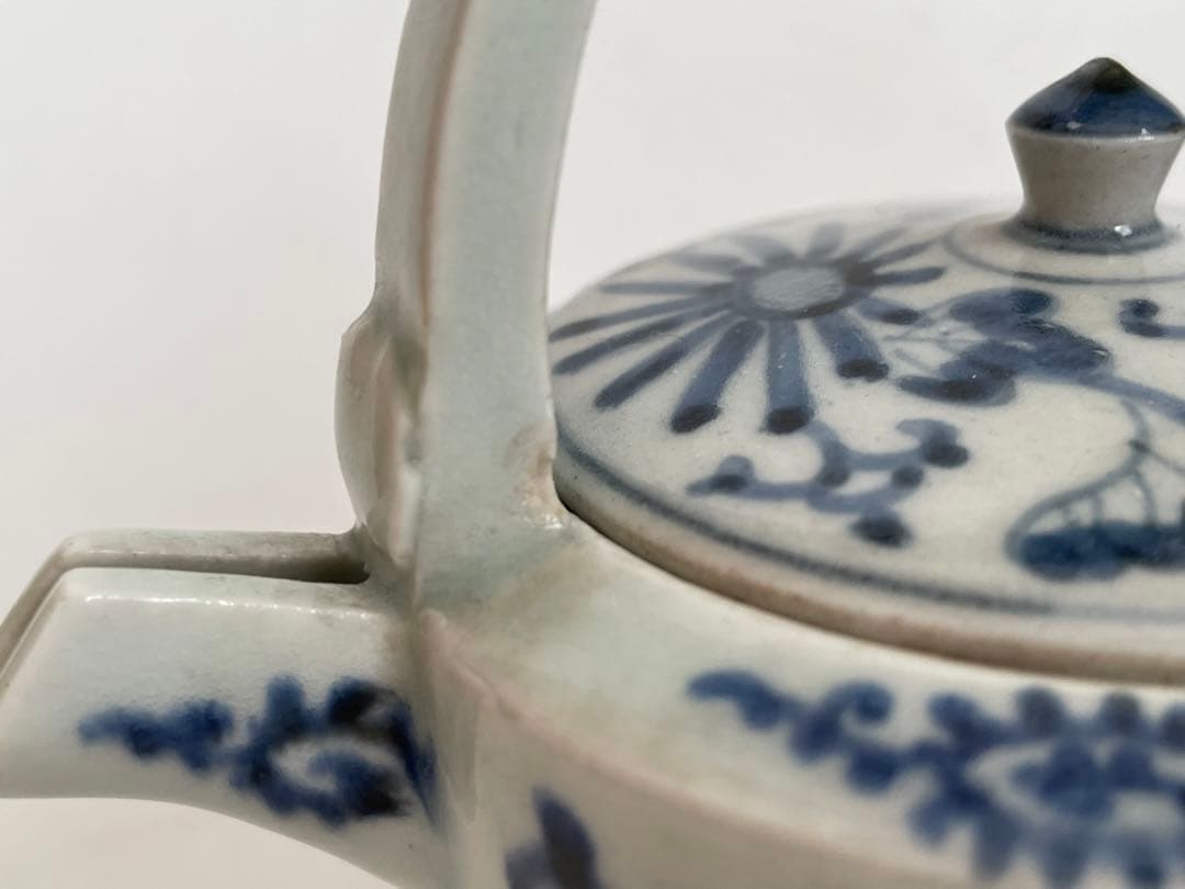 骨董　アンティーク　古伊万里　染付　花唐草文様　銚子　酒器　注器　ポット　急須