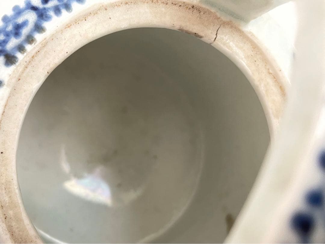 骨董　アンティーク　古伊万里　染付　花唐草文様　銚子　酒器　注器　ポット　急須