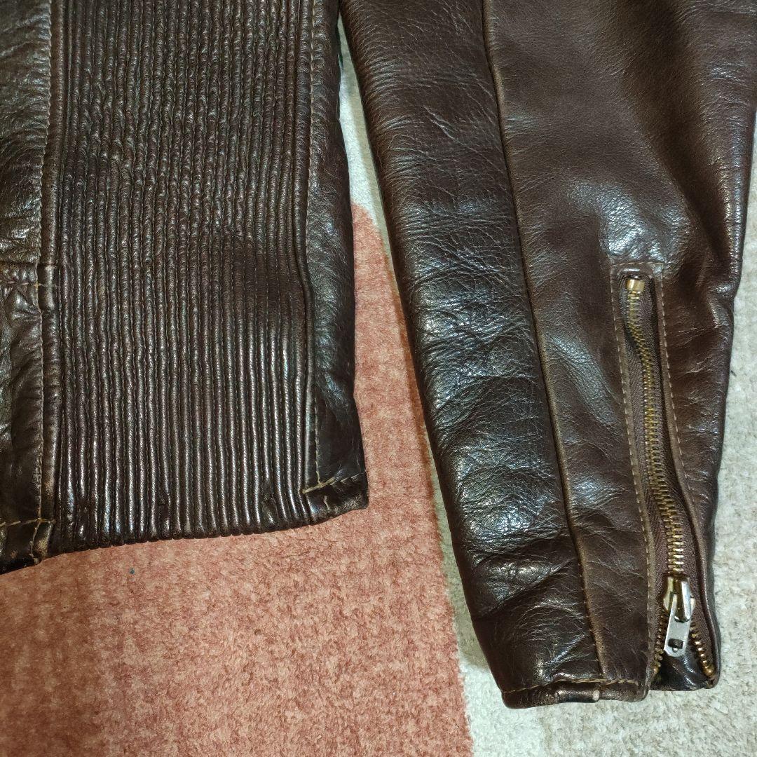 レアモデルSchottシングルライダースヴィンテージ濃茶３６　ダメなら交換も可！