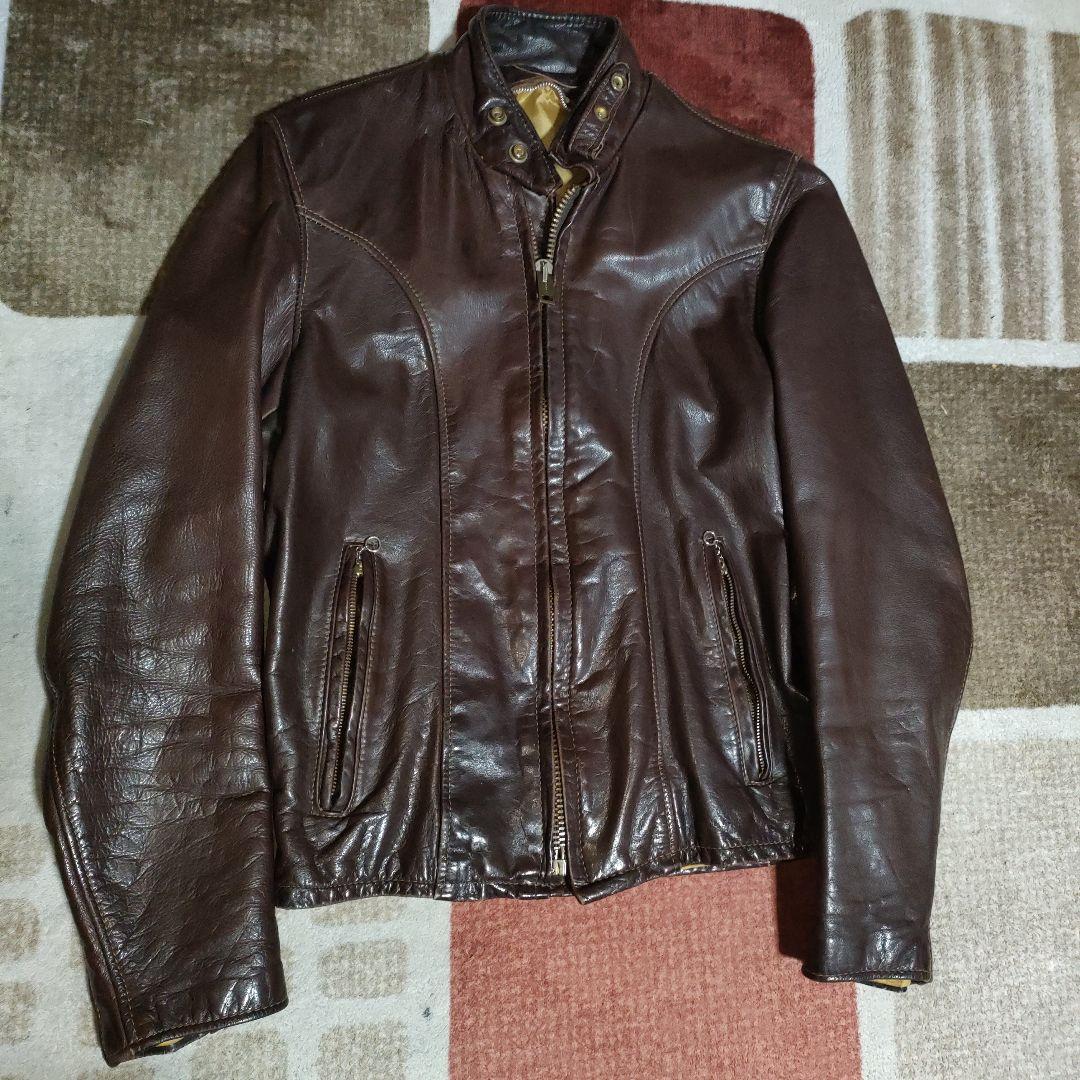 レアモデルSchottシングルライダースヴィンテージ濃茶３６　ダメなら交換も可！