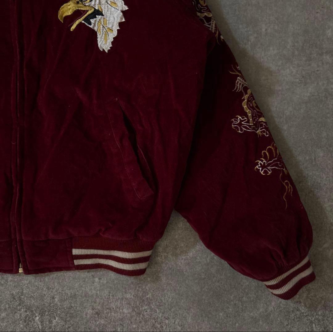 纏*様 90s JUNGLE STORM 別珍　スカジャン　鷲　鷹　龍　袖