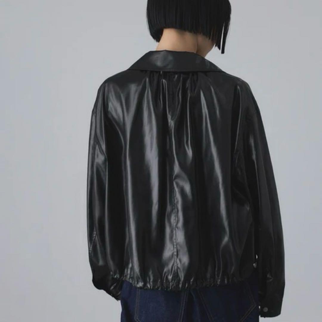 【美品/送料無料】ADAM ET ROPÉ /レザーライクサテンブルゾン/黒