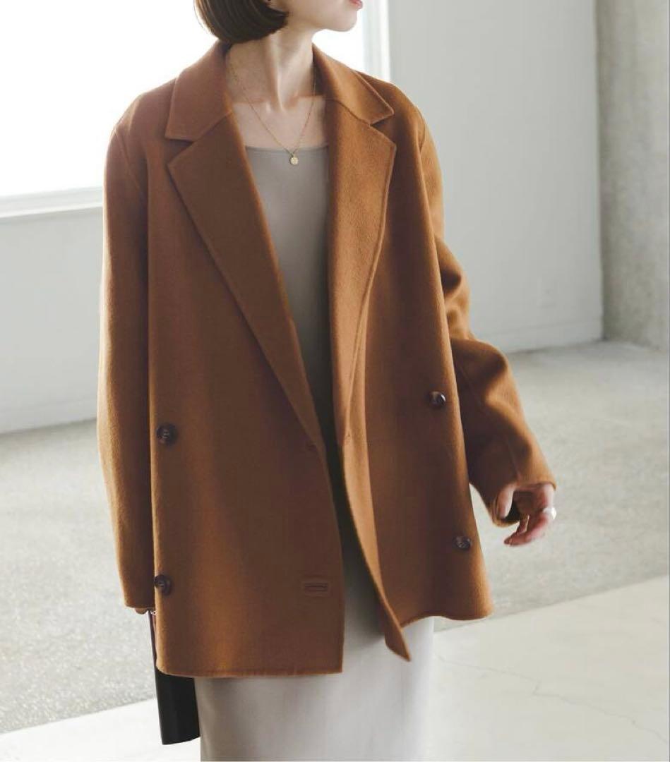 【新品タグ付】Super160sチェスターミドルコート36キャメル