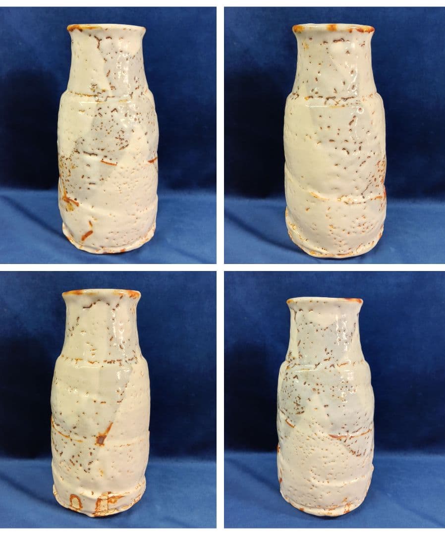 美濃焼　志野花生　仙山窯　人間国宝　安藤日出武　陶器　花瓶　花入　共箱　置物