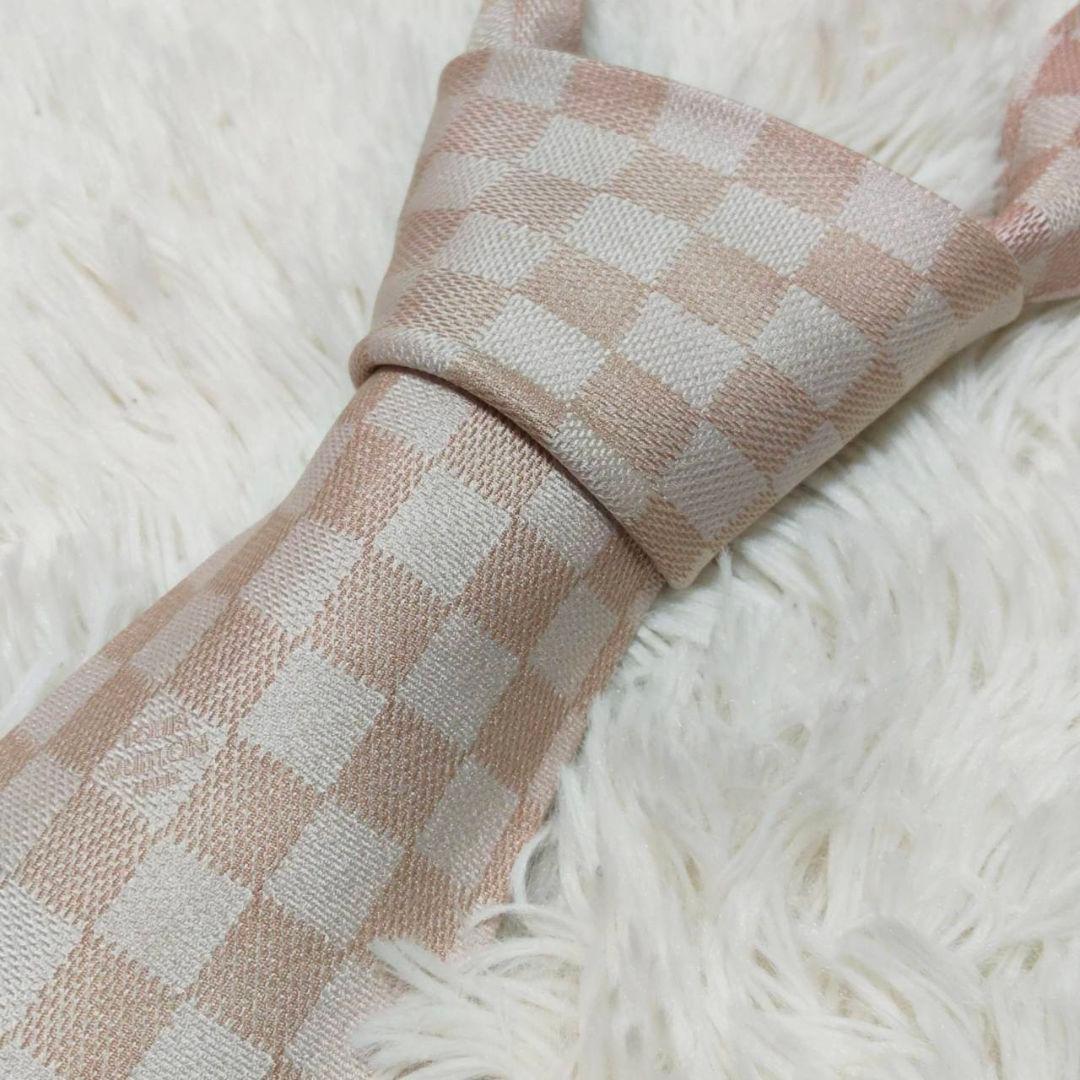 Louis Vuitton ルイヴィトン ダミエ総柄 シルクネクタイ ピンク