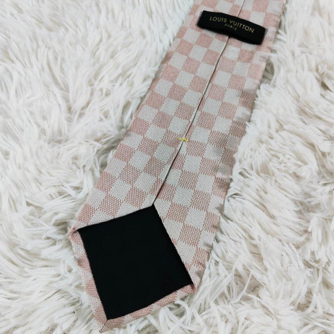 Louis Vuitton ルイヴィトン ダミエ総柄 シルクネクタイ ピンク