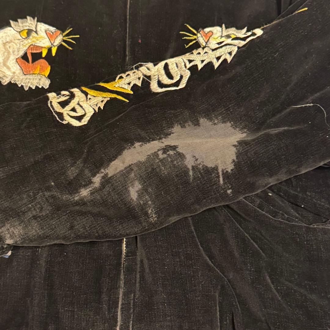 50s 別珍 白虎 鷹 スカジャン ブラック ブルー Vintage