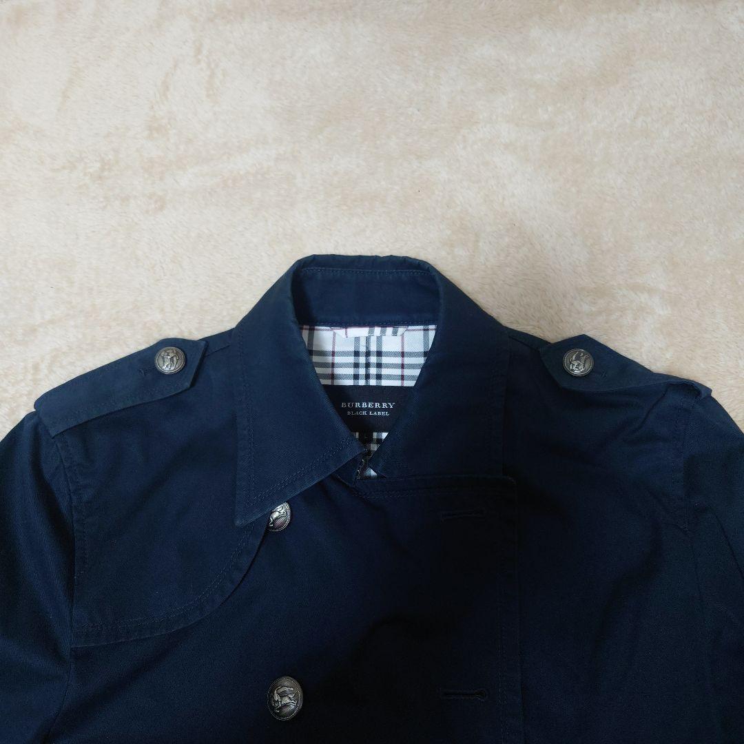 L 希少 銀ボタン バーバリーブラックレーベル トレンチコート ロゴ刺繍