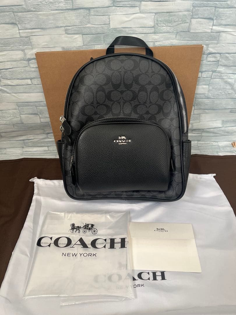 ★新品未使用★コーチ シグネチャーレザー ブラック リュック バックパック