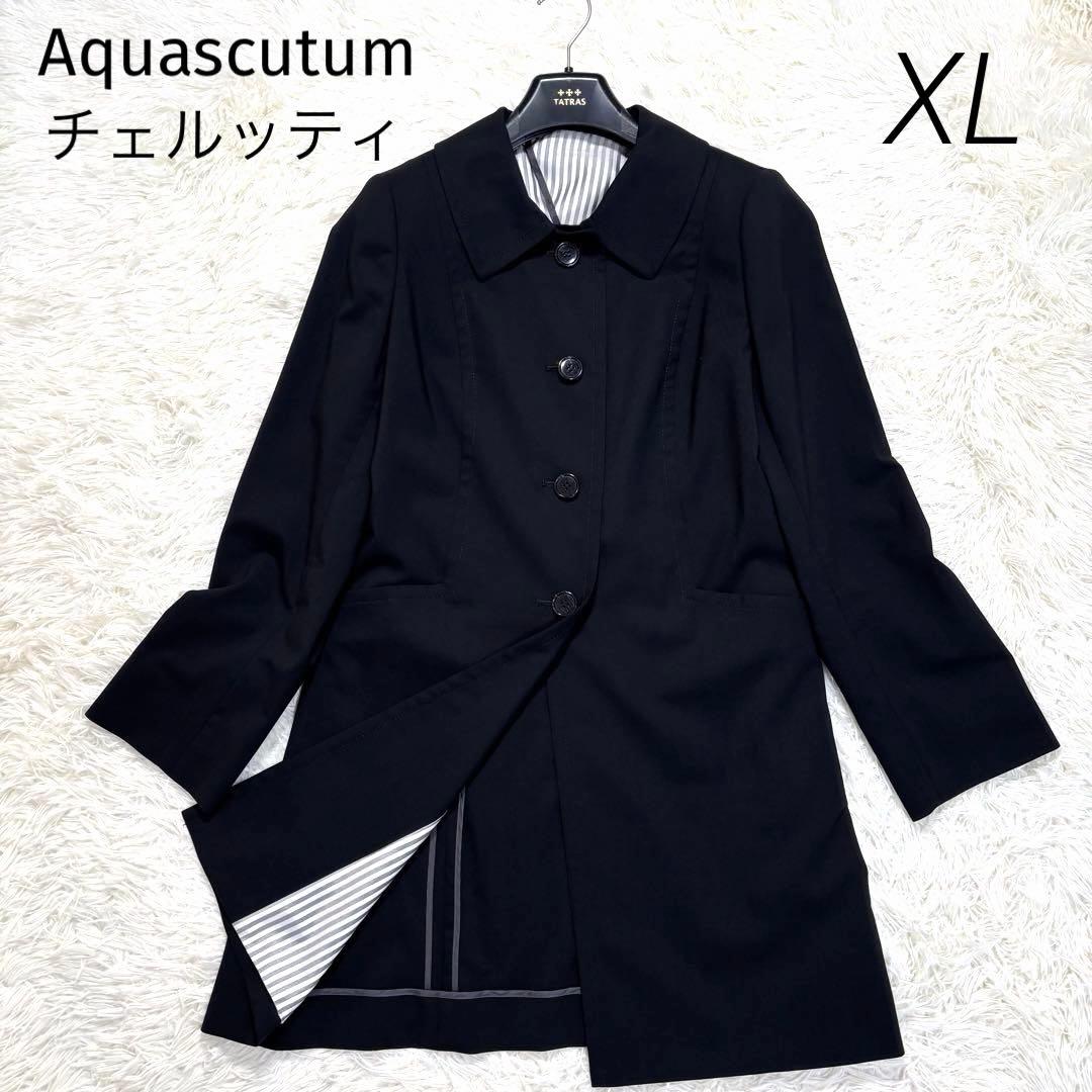 【美品】Aquascutum コート チェルッティ 日本製 ブラック XL