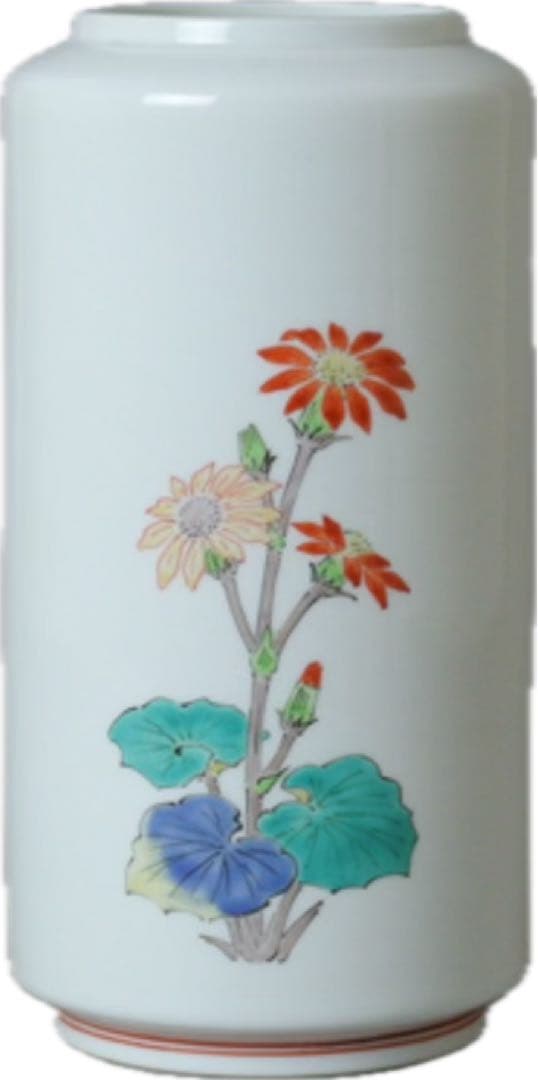 十四代 酒井田柿右衛門　濁手つわぶき文 共箱高さ約20.0cm　口部約10 cm