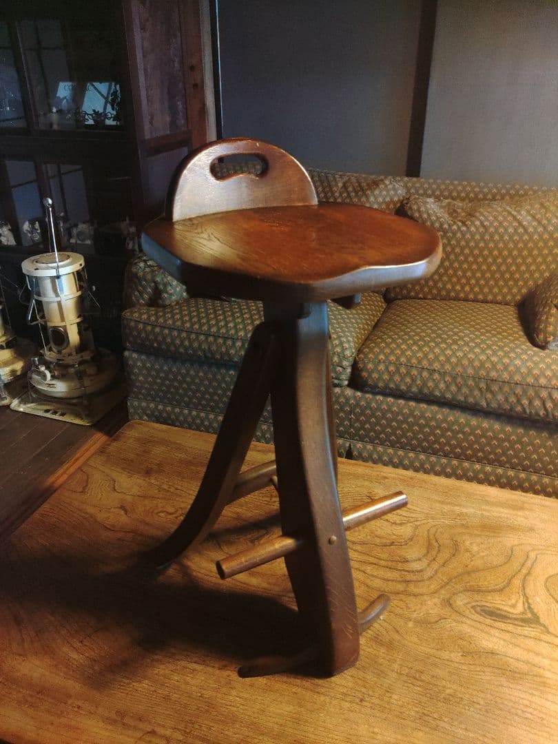 オランダ製　スツール　木製　無垢　bar　カウンター　ヴィンテージ　アンティーク