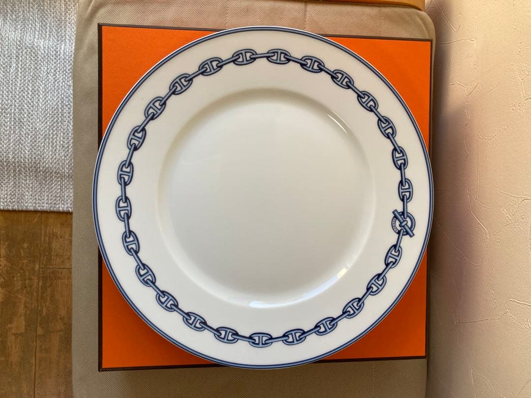 HERMES チェーンパターン皿 オレンジ箱付き