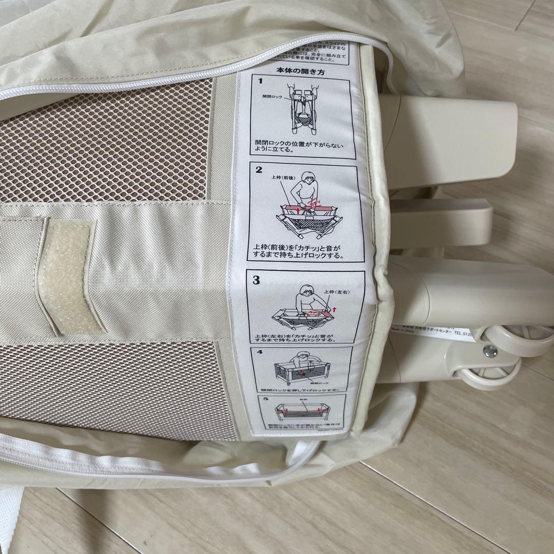 【美品】アップリカ ココネルエアープラス ミルクホワイト系 ベビーベッド
