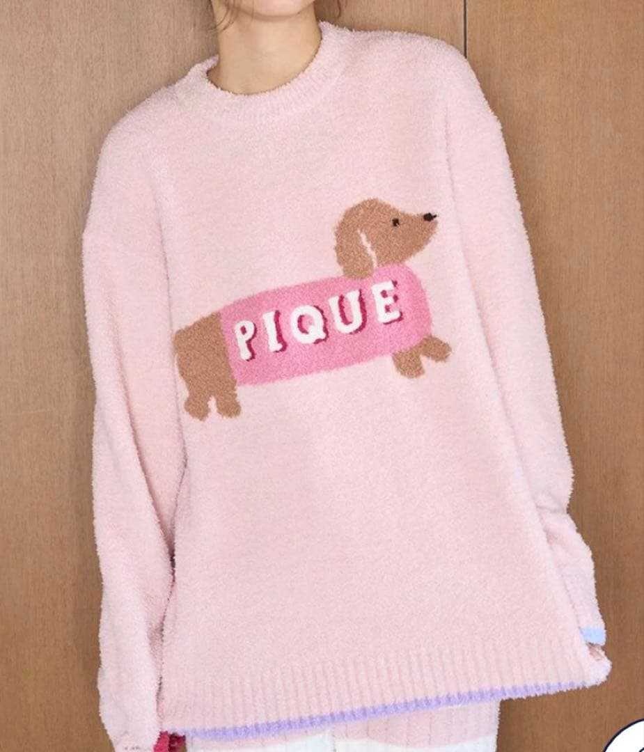 新品タグ付き♡ジェラピケ ベビモコダックスフンドジャガードプルオーバー PNK