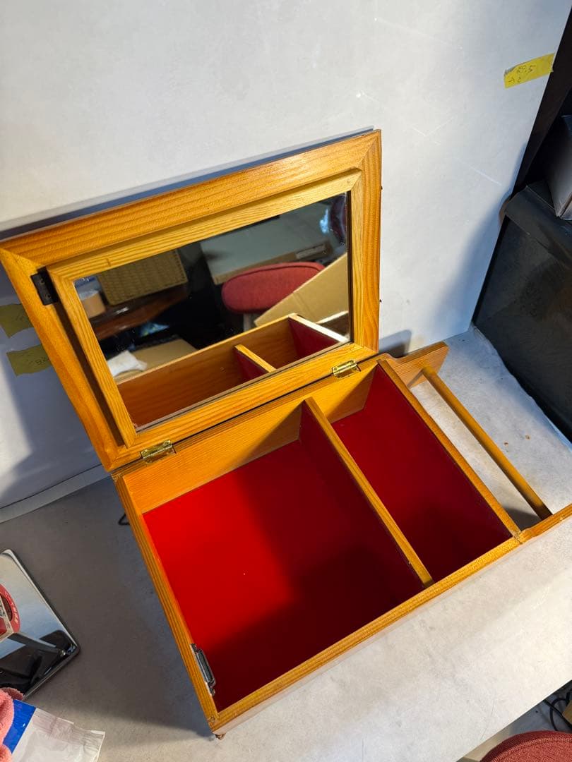 イタリア製 押し花アート 木製ミラー収納 薄型ペーパーオーガナイザー