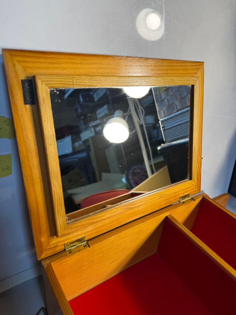 イタリア製 押し花アート 木製ミラー収納 薄型ペーパーオーガナイザー