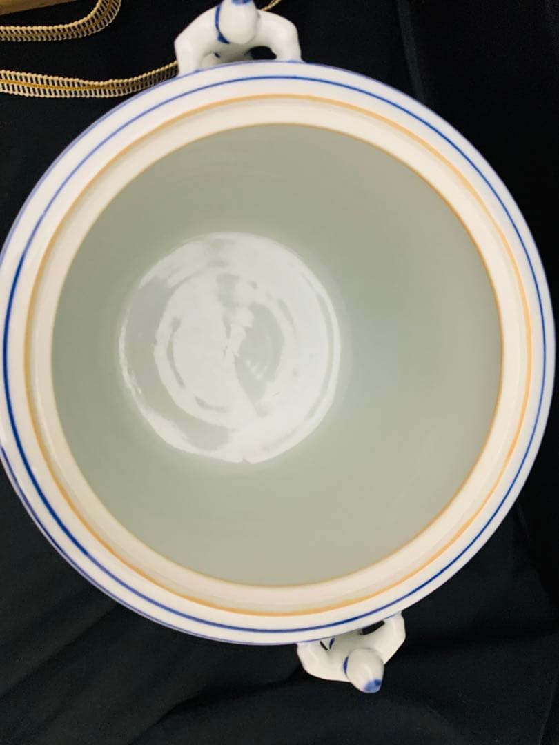 桃山窯　橋本喜泉　染付二宋神　唐子　水指　茶道具　栞黄布共箱付き