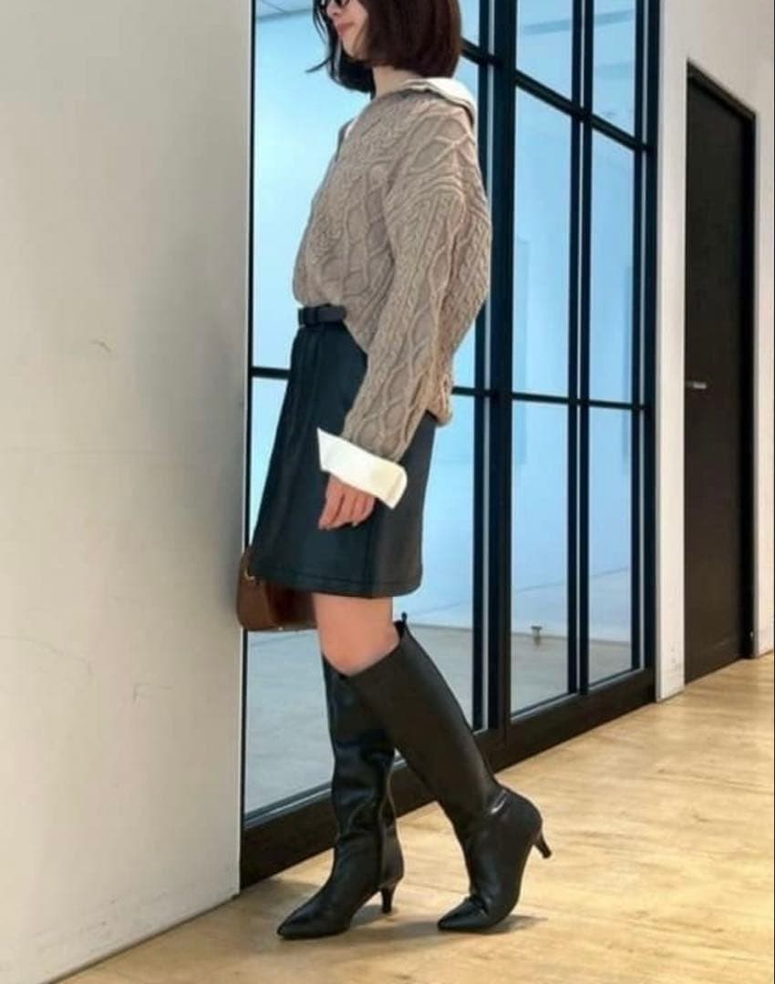 週末限定　ほぼ未使用　Arpege story シャツドッキングケーブルニット