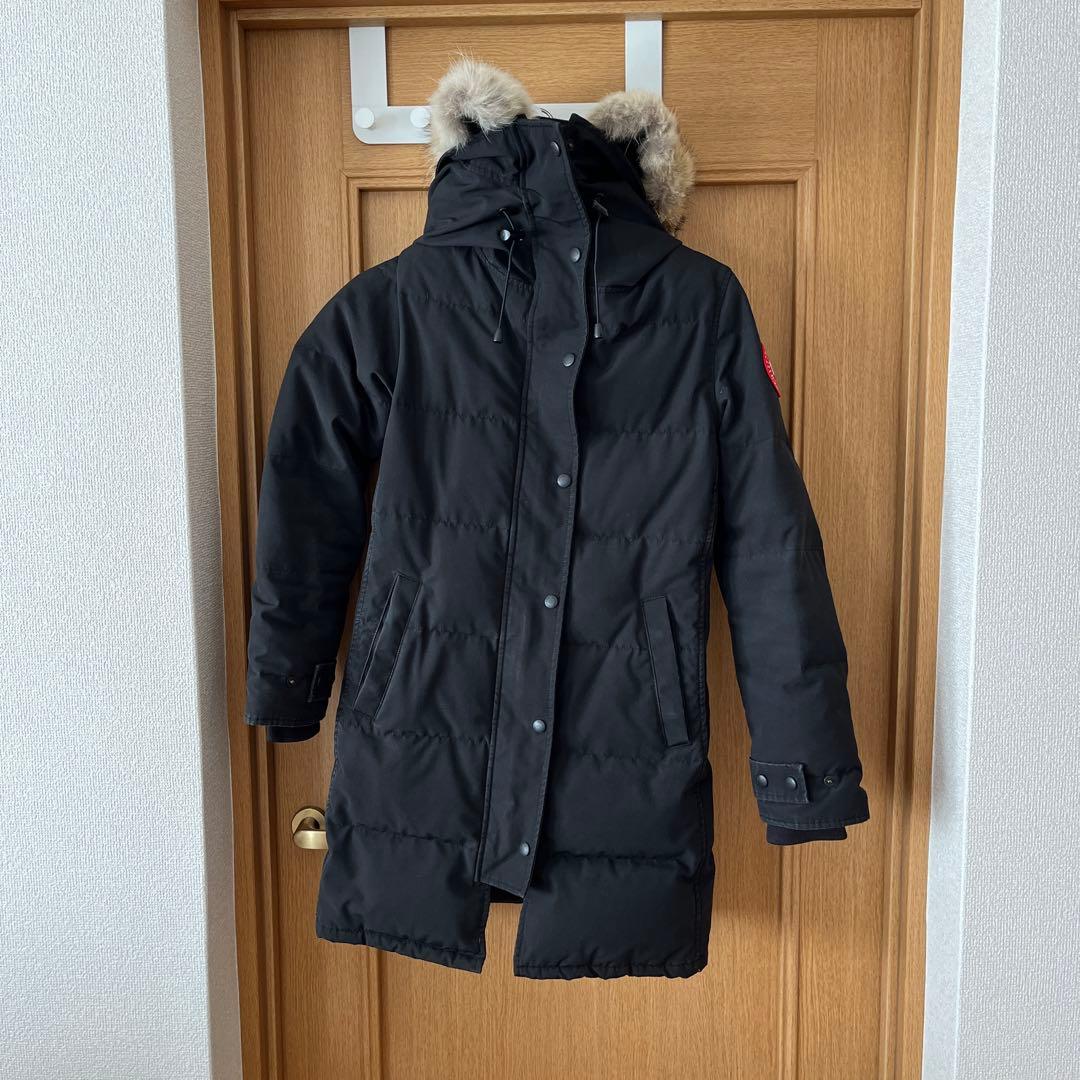 ファー付きロングダウンジャケット 黒