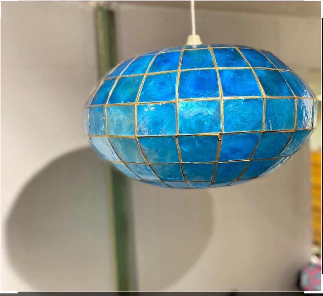 カピスシェル ペンダントライト アジアン モロカン ブルー インテリア照明