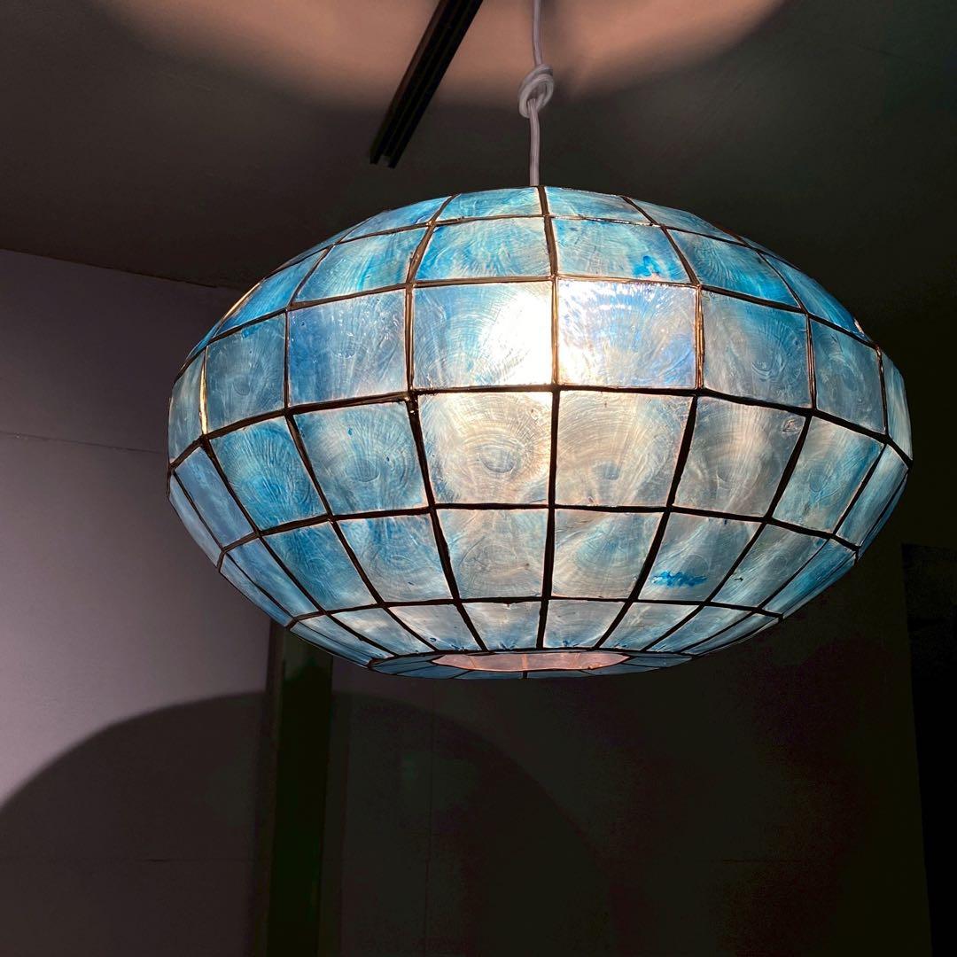 カピスシェル ペンダントライト アジアン モロカン ブルー インテリア照明