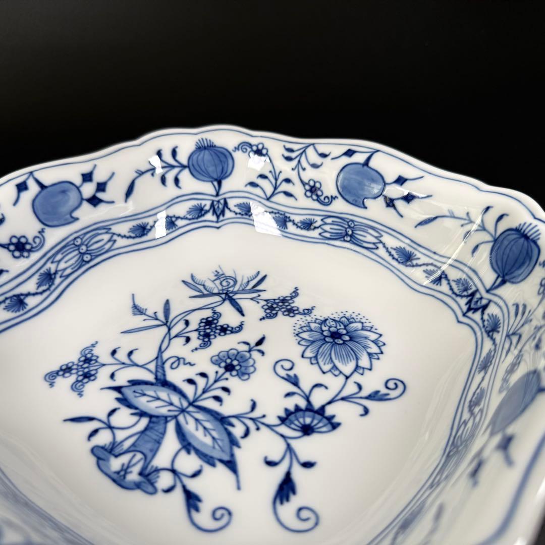 新品 マイセン ブルーオニオン スクエアボウル深皿(23cm)1枚、1級品