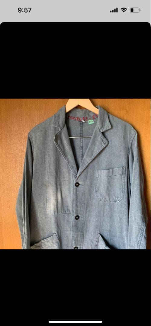 アトリエコート　1950代ヴィンテージ　ブラックシャンブレー　ショップコート