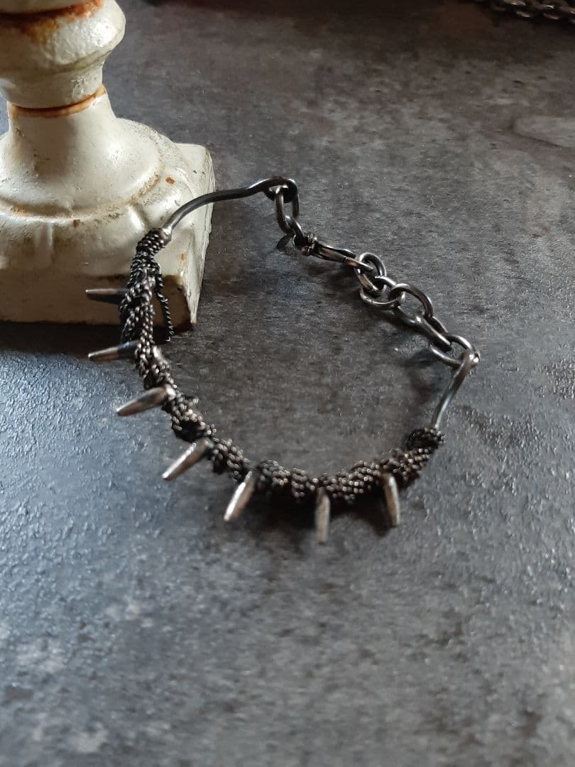 エマニュエルシルバー925スパイクバングルブレスレット