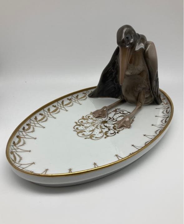 ローゼンタール　オーバルプレート 鷺 フュギリン 金彩 ババリア　アンティーク