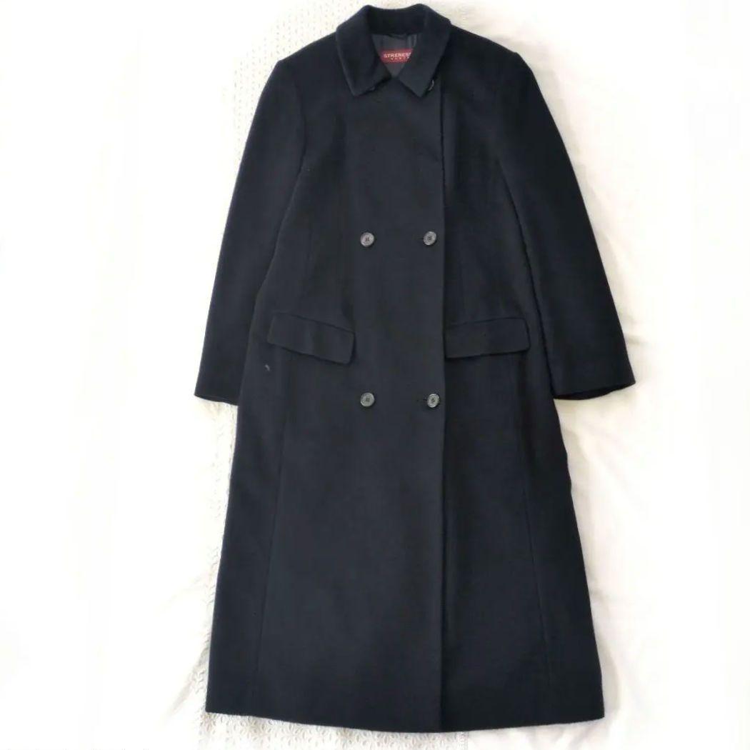 STRENESSE ストラネス カシミヤ100％ ロングコート ネイビー 美品